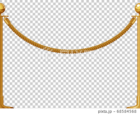 パーテーションロープ 整列用のポールのイラスト 金 金 シームレスのイラスト素材