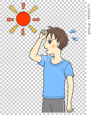 Young man in a T-shirt that looks hot in the sun 68584573