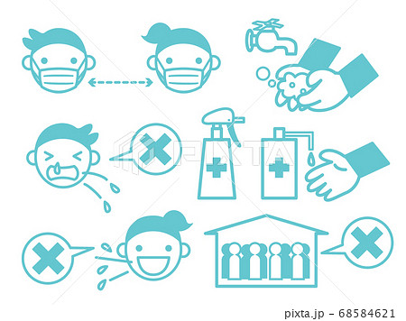 コロナ 風邪 感染防止 シンプル イラスト素材のイラスト素材