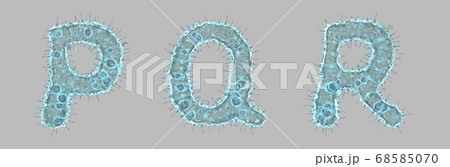 Set of letters made of virus isolated on gray background. Capital letter P, Q, R. 3d rendering. Covid font Set of letters made of virus isolated on gray background. Capital letter P, Q, R. 3d rendering. Covid font 68585070