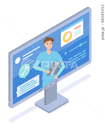 Online video-conference of radiologist, examine of human s broken bone x-ray. Consulting with doctor 68585452