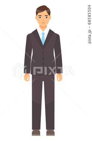 Isolated cartoon character, businessman dresscode, man in brown suit with blue tie, office worker 68585504