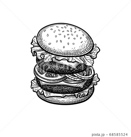 Black Hand Drawn Sketch Burger | Citypng