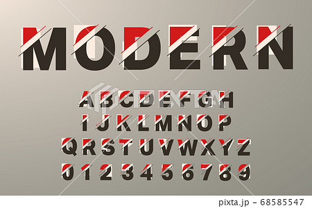 Modern alphabet template. Glitch typography letters and numbers set. Vector illustration 68585547