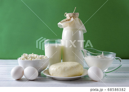 protein products, a bottle and a glass of milk, protein products, a bottle and a glass of milk, 68586382