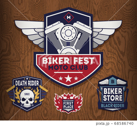 Set of motorcycle labels, badges.Sports insignia emblem set. Motorcycle vintage design. 68586740