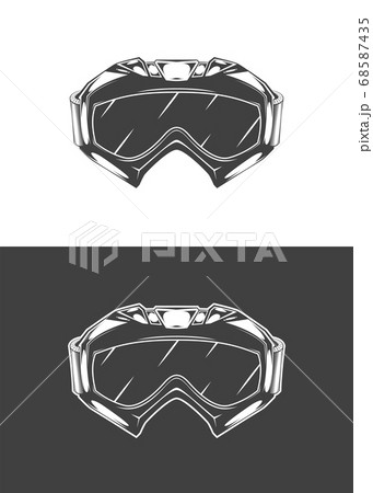 Vintage monochrome detailed mask illustration. Isolated vector template 68587435