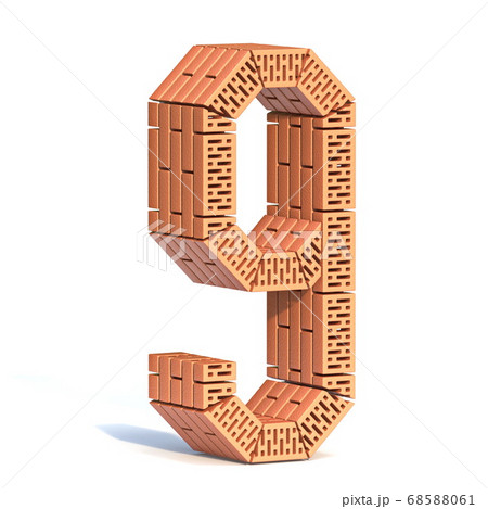 Brick wall font Number 9 NINE 3D Brick wall font Number 9 NINE 3D 68588061
