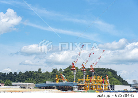 橋梁工事　クレーン 68588445