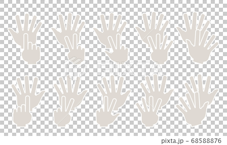手指アイコン　数字(6~10)　線無し 68588876