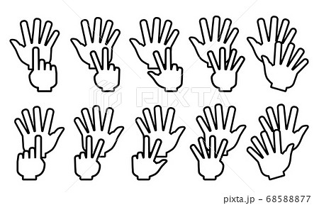 手指アイコン 数字 6 10 のイラスト素材