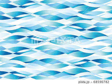 幾何学模様のような波模様水彩のイラスト素材