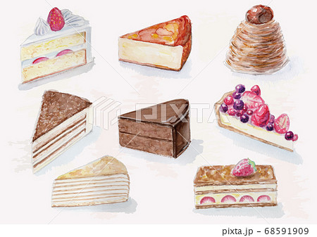 ケーキいろいろ水彩1 ケーキいろいろ水彩1 68591909