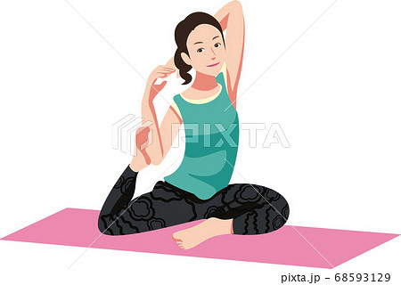 ヨガ 鳩のポーズ02のイラスト素材