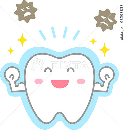 フッ素の効果 かわいい歯のイラスト素材
