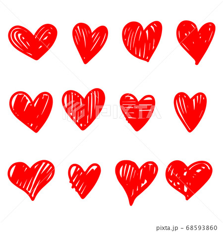 Collection Set Of Doodle Hearts Isolated On Whiteのイラスト素材