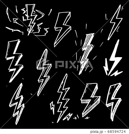 set of hand drawn vector doodle electric lightning set of hand drawn vector doodle electric lightning 68594724