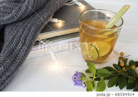 herbal healthy drinks mix ginger ,lemon ,honey ,lemongrass for sore throat 68594914