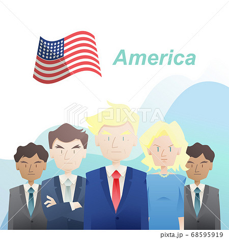 アメリカの政治家集合イラストのイラスト素材