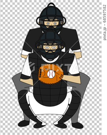 キャッチャーと球審のイラスト素材