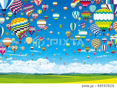 快晴の青空の熱気球 バルーンフェスティバルのイラスト素材