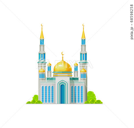 Mosque with golden dome and crescent moon isolated 68598258