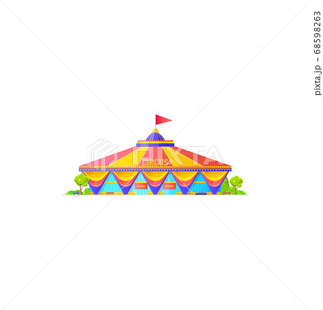 Traveling circus shapito isolated red striped tent Traveling circus shapito isolated red striped tent 68598263