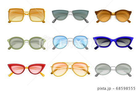 Shaped Sunglasses or Shades as Protective Eyewear Vector Set Shaped Sunglasses or Shades as Protective Eyewear Vector Set 68598555