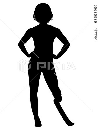 義足の女性ランナーのシルエットのイラスト素材 義足の女性ランナーのシルエットのイラスト素材