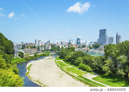 仙台市全景　広瀬川　ビル街 68604009