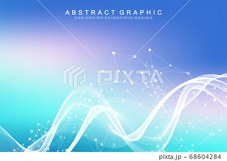 Scientific vector illustration genetic engineering and gene manipulation concept. DNA helix, DNA strand, molecule or atom, neurons. Abstract structure for Science or medical background. CRISPR CAS9. 68604284