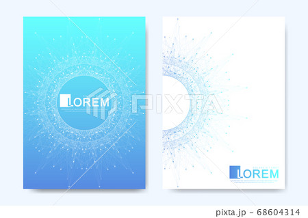 Modern vector template for brochure, leaflet, flyer, advert, cover, catalog, magazine or annual report. Business, science, medical design. Scientific cybernetic dots. Lines plexus. Card surface. Modern vector template for brochure, leaflet, flyer, advert, cover, catalog, magazine or annual report. Business, science, medical design. Scientific cybernetic dots. Lines plexus. Card surface. 68604314