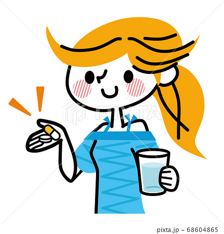 薬を飲む女性のイラスト素材