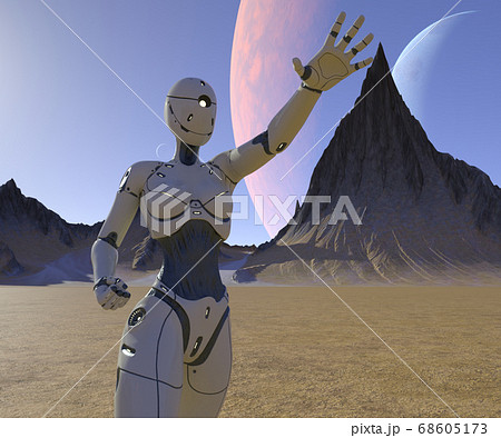 AIロボット　女性型アンドロイド　perming3DCG イラスト素材 68605173