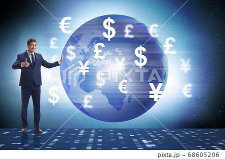 Global money transfer and exchange concept with businessman 68605206