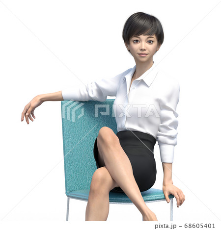 椅子に座ったビジネスウェアの女性 3DCG イラスト素材 椅子に座ったビジネスウェアの女性 3DCG イラスト素材 68605401