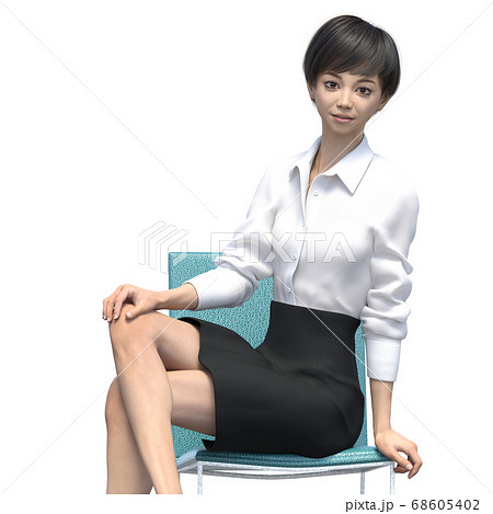 椅子に座ったビジネスウェアの女性 3dcg イラスト素材のイラスト素材