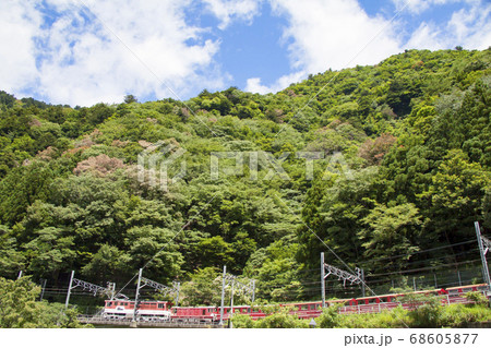 南アルプスあぷとライン 長島ダム駅からアプトいちしろ駅行き の写真素材