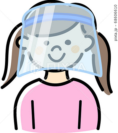 フェイスシールドをした女の子のイラスト フェイスシールドをした女の子のイラスト 68606610