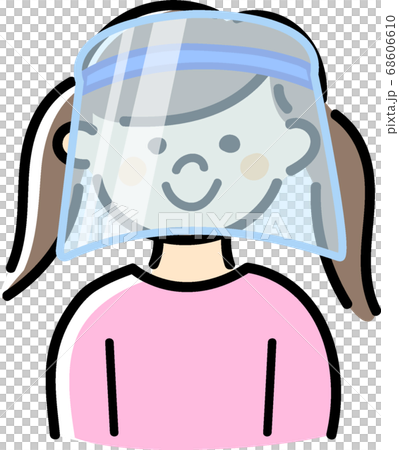 フェイスシールドをした女の子のイラスト フェイスシールドをした女の子のイラスト 68606610