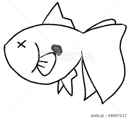 穴あき病の金魚の線画のイラスト素材