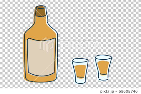 Image illustration of two people drinking whiskey in a shot glass 68608740