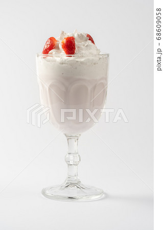 Strawberry milk protein shake, with whipped cream Strawberry milk protein shake, with whipped cream 68609058