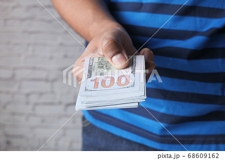 Hand Slightly Opens Envelope 2000 Dollars Stock Photo 1266611974