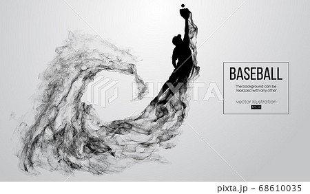 Abstract silhouette of a baseball player pitcher on white background from particles, smoke. Baseball player pitcher throws the ball . Background can be changed to any other. Vector illustration 68610035