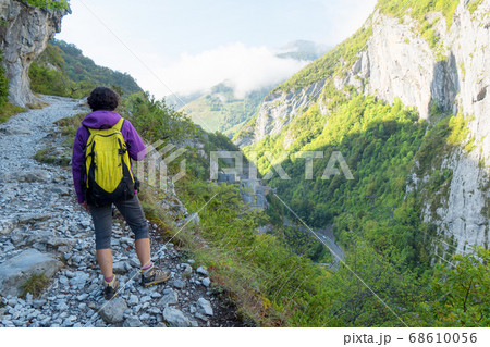 mature woman hiker in mountains mature woman hiker in mountains 68610056