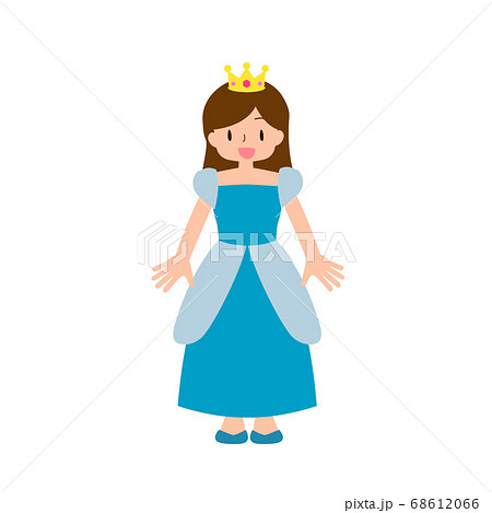 青いドレスを着たお姫様の女の子のイラスト素材