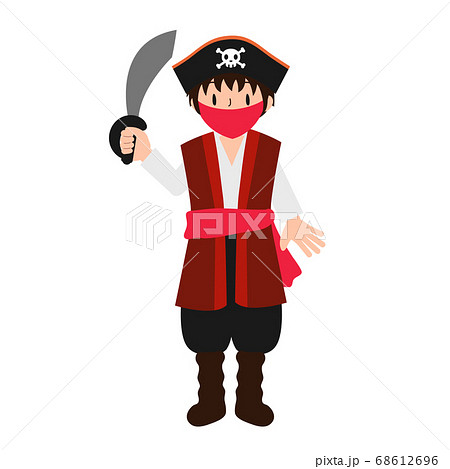 海賊の衣装 バンダナで口を隠す男の子のイラスト素材