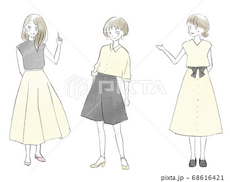 いろんなポーズの女性（オフィスカジュアル） 68616421