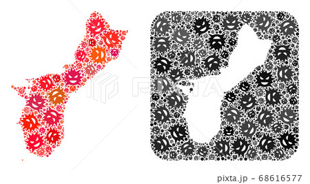 Map of Guam Island - Virus Collage with Hole 68616577
